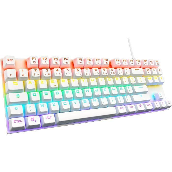 Clavier Gamer - The G-Lab - KEYZ MERCURY TKL - Mécanique (Switch Rouge) - Rainbow - Blanc - Paloma Tech