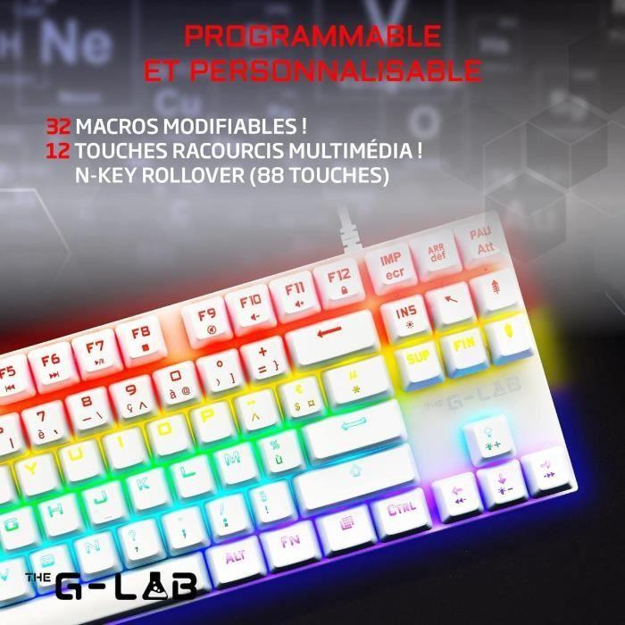 Clavier Gamer - The G-Lab - KEYZ MERCURY TKL - Mécanique (Switch Rouge) - Rainbow - Blanc - Paloma Tech