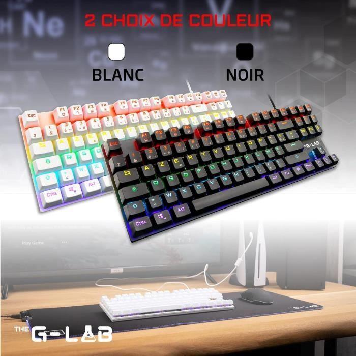 Clavier Gamer - The G-Lab - KEYZ MERCURY TKL - Mécanique (Switch Rouge) - Rainbow - Filaire - Azerty - Noir - Paloma Tech