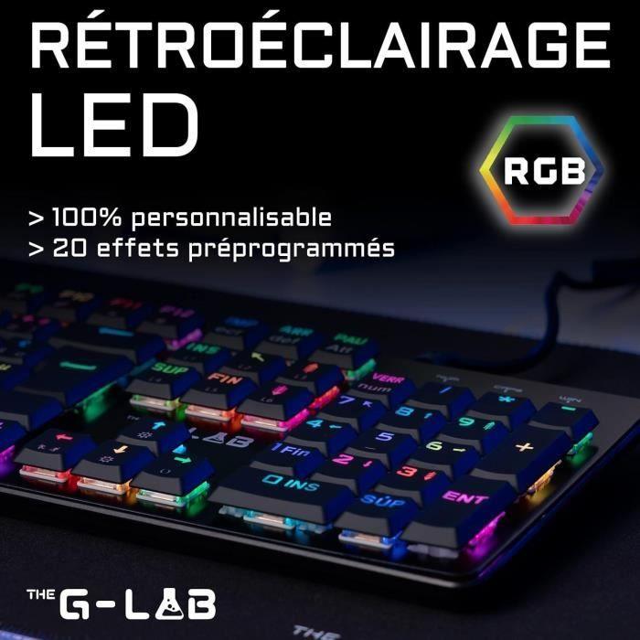 Clavier Gamer - The G-Lab - KEYZ PLATINIUM - Mécanique (Switch Rouge) - Ultra Low Profile - RGB - Filaire - Azerty - Noir - Paloma Tech