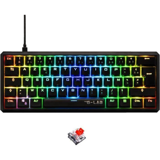 Clavier Gamer - The G-Lab - KEYZ THALLIUM TKL - Mécanique (Switch Rouge) - Hot Swappable - RGB - Filaire - Azerty - Noir - Paloma Tech