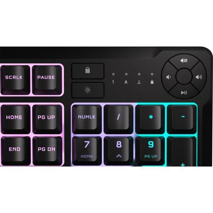 Clavier gaming filaire a membrane - CORSAIR - K55 CORE RGB - Rétroéclairage RGB 10 zones - Gris - Silencieux et réactif - Paloma Tech