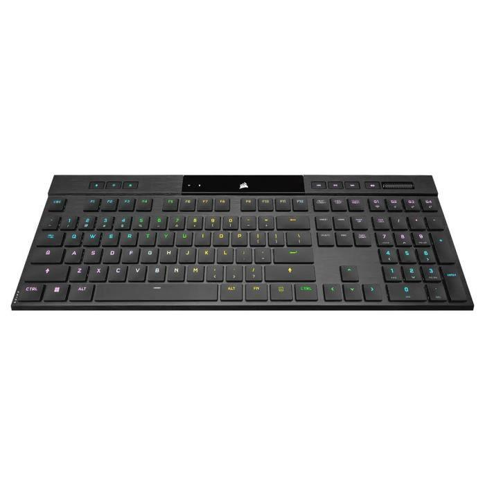 Clavier Gaming Mécanique Ultrafin - AZERTY - CORSAIR - K100 AIR WIRELESS - Rétroéclairage LED RGB - Noir (CH-913A01U-FR) - Paloma Tech