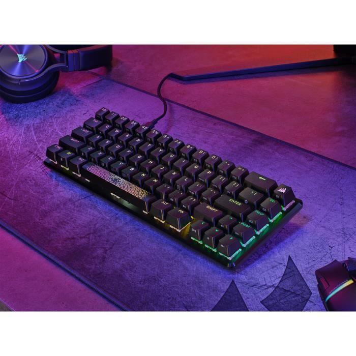 Clavier gaming optique et mécanique - CORSAIR - K65 PRO MINI - Rétroéclaire LED RGB - Switchs CORSAIR OPX - Noir - Paloma Tech