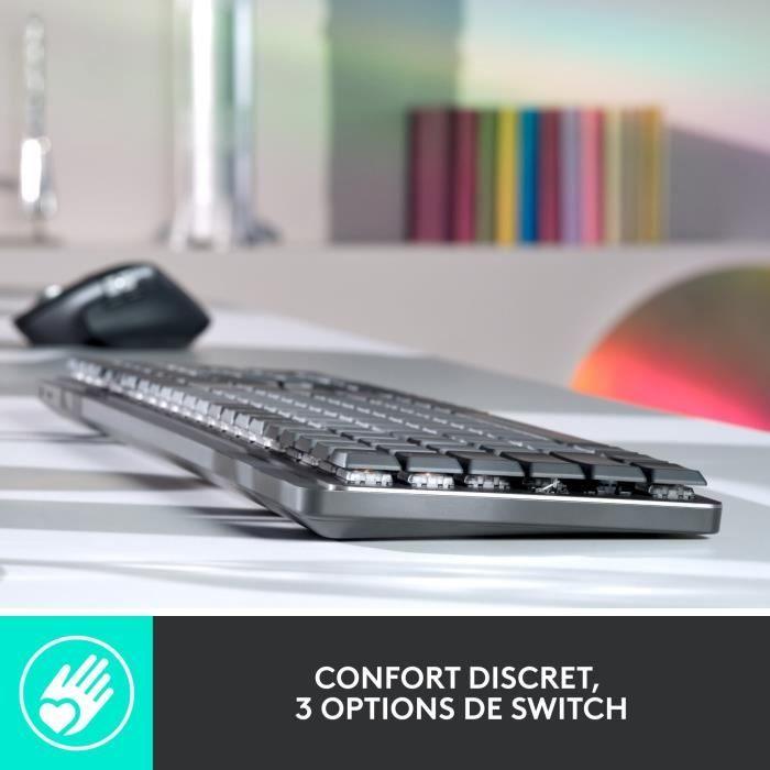 Clavier Logitech MX MECHANICAL - Clavier mecanique sans fil retroeclaire - Connexion Bluetooth ou avec recepteur Logi Bolt - Paloma Tech