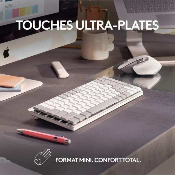 Clavier Logitech MX Mechanical Mini pour Mac Clavier Sans Fil Illumine - Gris Pale - Paloma Tech