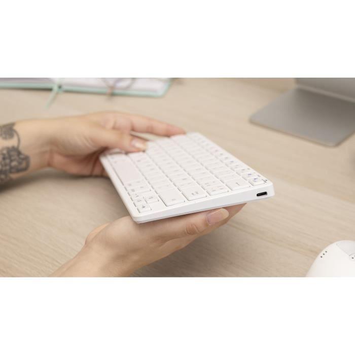 Clavier Sans Fil - BLUESTORK - MINI MAC R - Compact - Rechargeable - Blanc - Paloma Tech