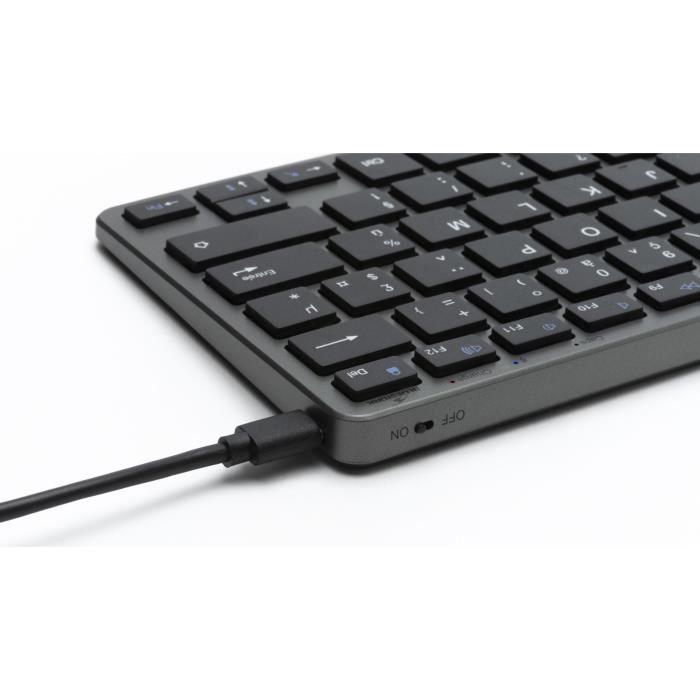 Clavier Sans Fil - BLUESTORK - MINI R - Compact - Rechargeable - Gris/Noir - Paloma Tech