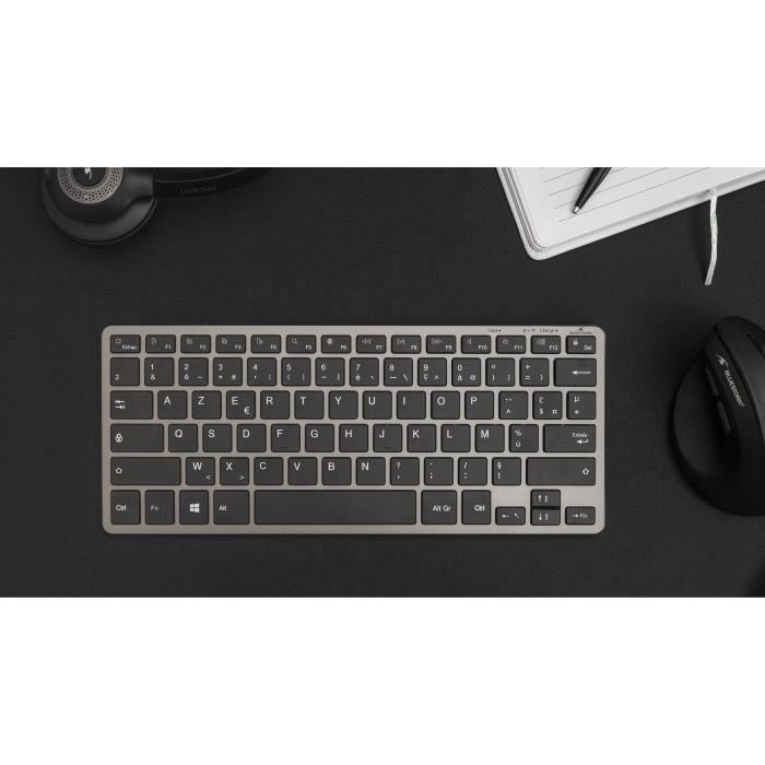 Clavier Sans Fil - BLUESTORK - MINI R - Compact - Rechargeable - Gris/Noir - Paloma Tech