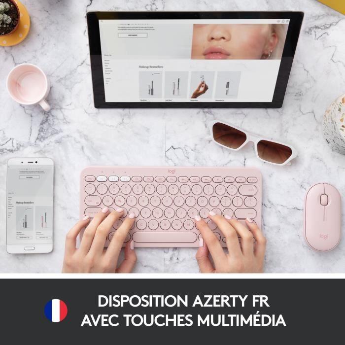 Clavier - Sans Fil - Logitech - K380 - AZERTY - Rose - Paloma Tech