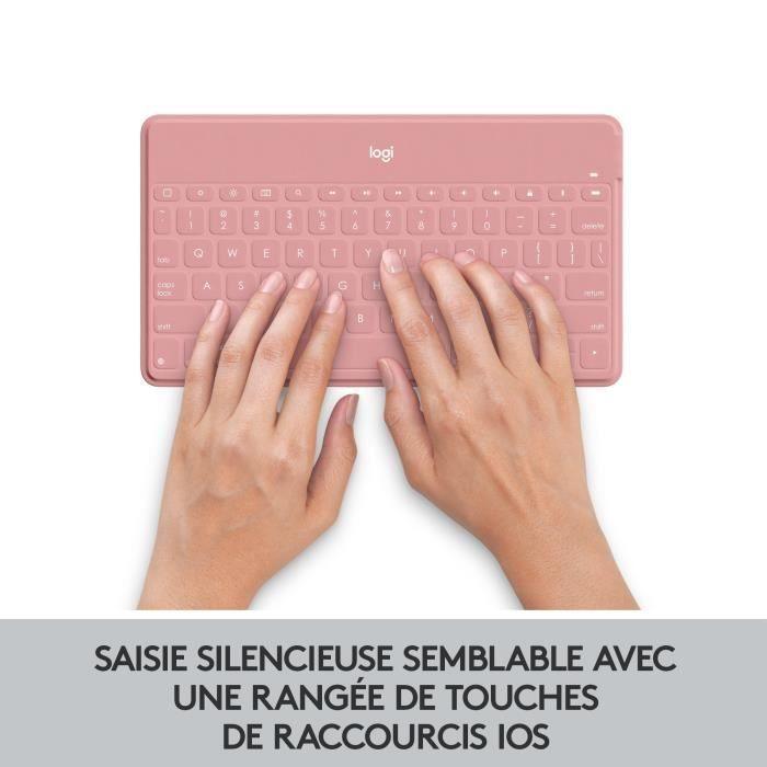 Clavier - Sans fil - Logitech - Keys to Go - 180g - AZERTY - Rose - Paloma Tech