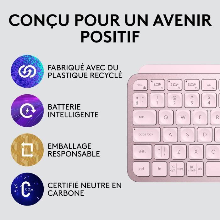 Clavier - Sans Fil - Logitech - MX Keys Mini - rétroéclairé - AZERTY - Rose - Paloma Tech