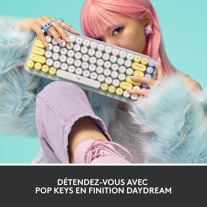 Clavier - Sans fil - Logitech - Pop Keys - Mécanique - Touche Emoji - Menthe - Paloma Tech