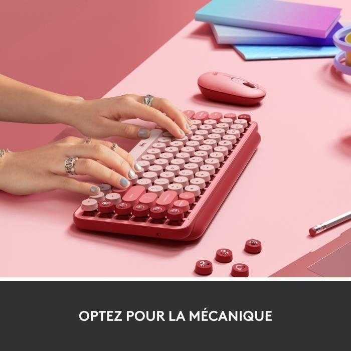 Clavier - Sans fil - Logitech - Pop Keys - Mécanique - Touche Emoji - Rose - Paloma Tech