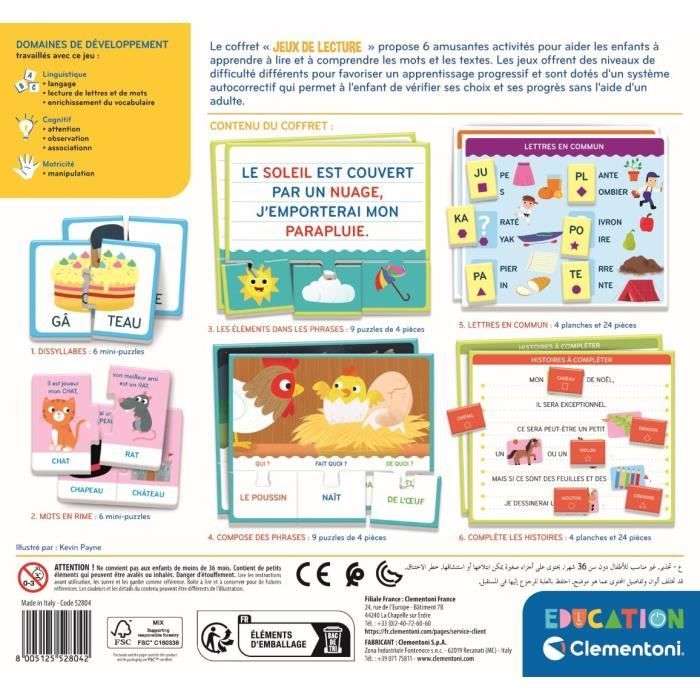 Clementoni - Coffret Jeux de lecture - Jeux d’association et de reconnaissance - Dés 4 ans