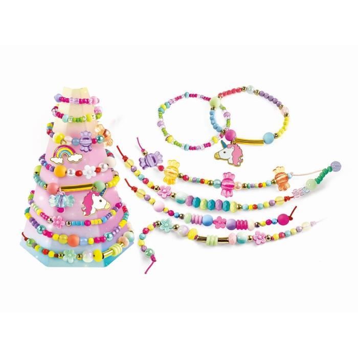 Clementoni - Crazy Chic - Coffret créatif Licorne - Créer tes bracelets en perles colorés avec charms et pompoms