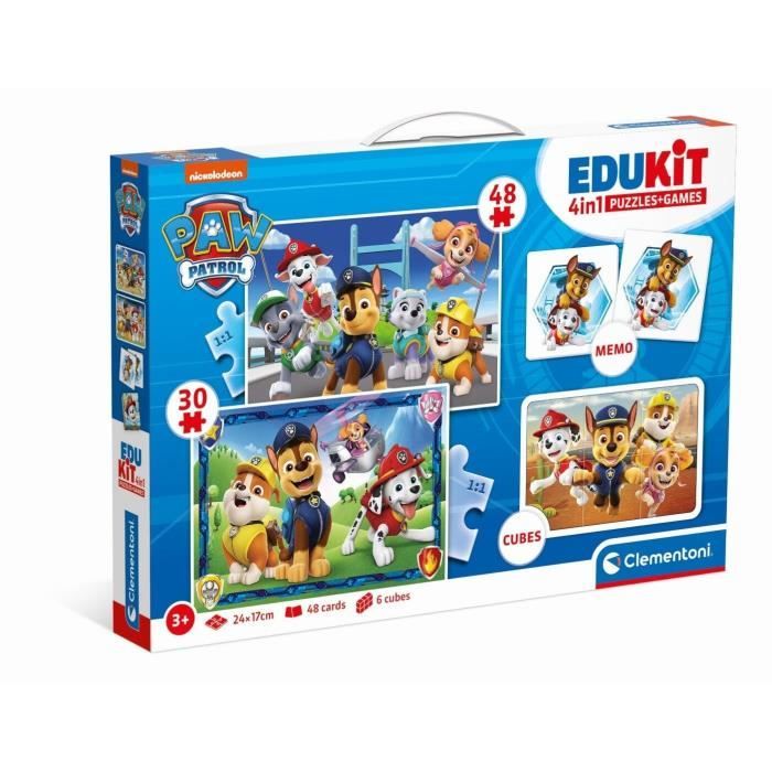 Clementoni - Edukit - Pat’Patrouille - Coffret d’activités préscolaire 4 en 1 - Puzzles Cubes et Mémo