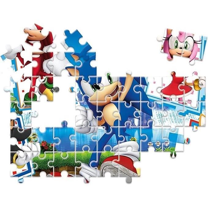 Clementoni - Edukit - Sonic - Coffret apprentissage 4 en 1 - 2 puzzles 1 mémo 1 jeu de 6 cubes - Fabriqué en Italie