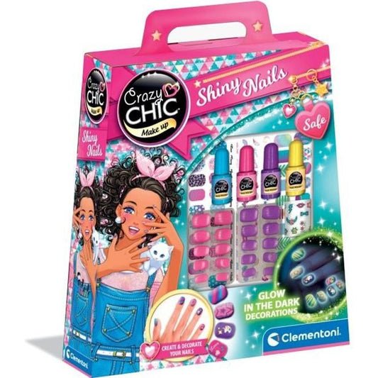 Clementoni - Kit manucure phosphorescents pour enfant - Vernis faux ongles et autocollants - Des 7 ans