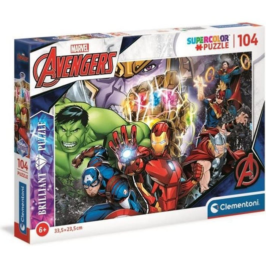 Clementoni - Marvel - Puzzle Brilliant 104 pieces - Theme Dessins animés et BD - 33,5 x 23,5 cm - Fabriqué en Italie