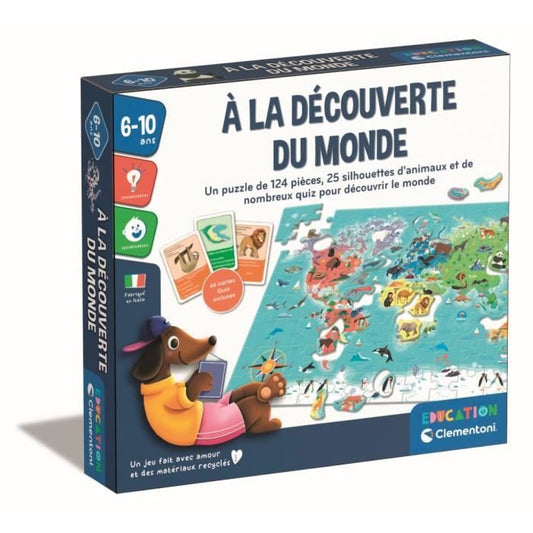 Clementoni - Puzzle a la découverte du monde - Avec activités défis tombola et jeu de recherche - Dés 6 ans