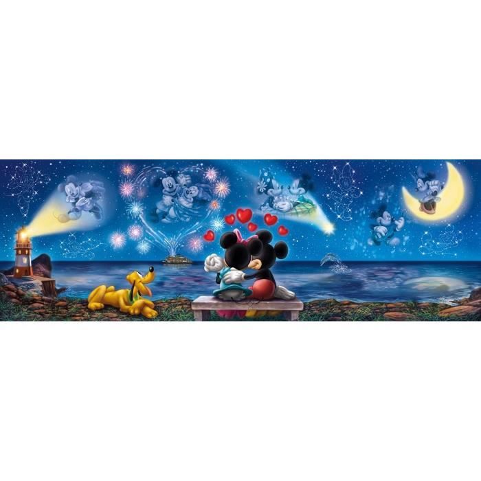 Clementoni - Puzzle Panorama - 1000 pieces - Mickey et Minnie - Fabriqué en Italie