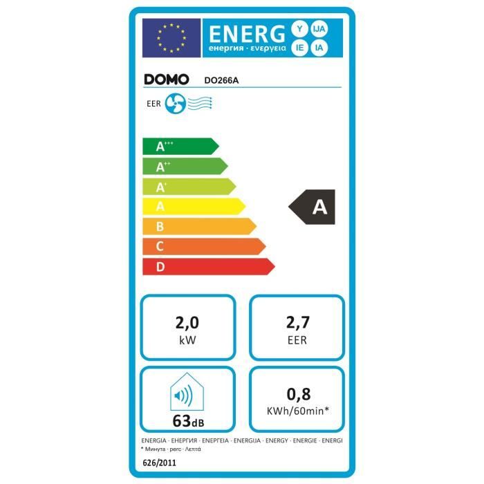 Climatiseur mobile - DOMO - DO266A - 7000BTU - 960 W - Déshumidificateur d’air