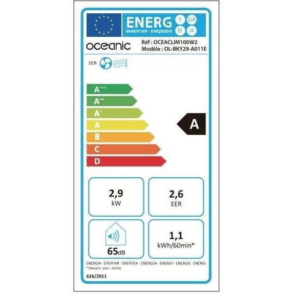 Climatiseur mobile monobloc - OCEANIC - 2930W - 10000 BTU - Programmable - Classe énergétique