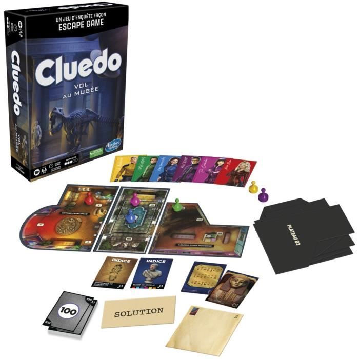 Cluedo Escape Vol au musée - jeu d’enquete façon Escape Game - jeu de plateau coopératif familial - a partir de 10 ans