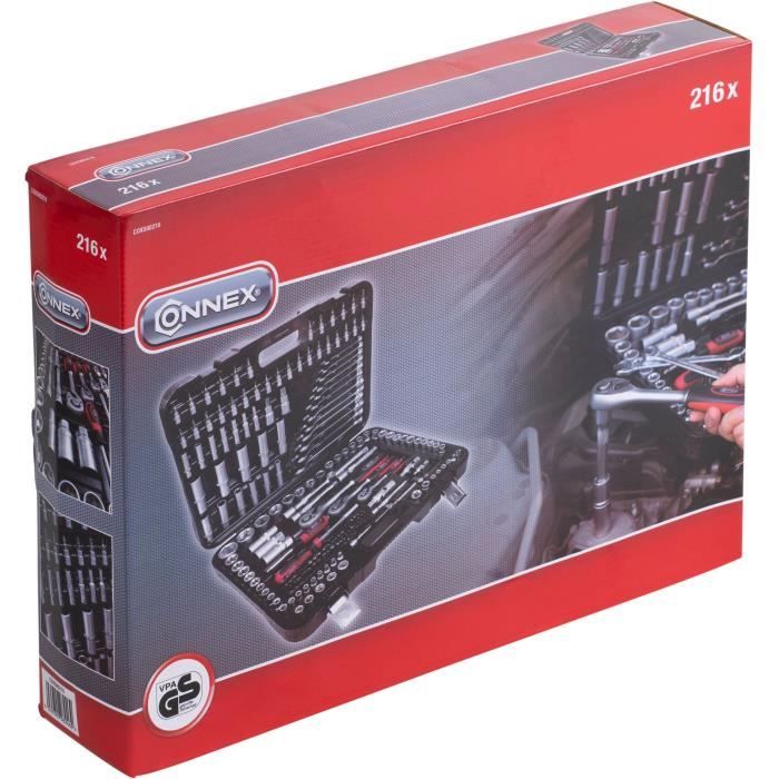 Coffret a douilles CONNEX - 216 pieces - Garantie 2 ans