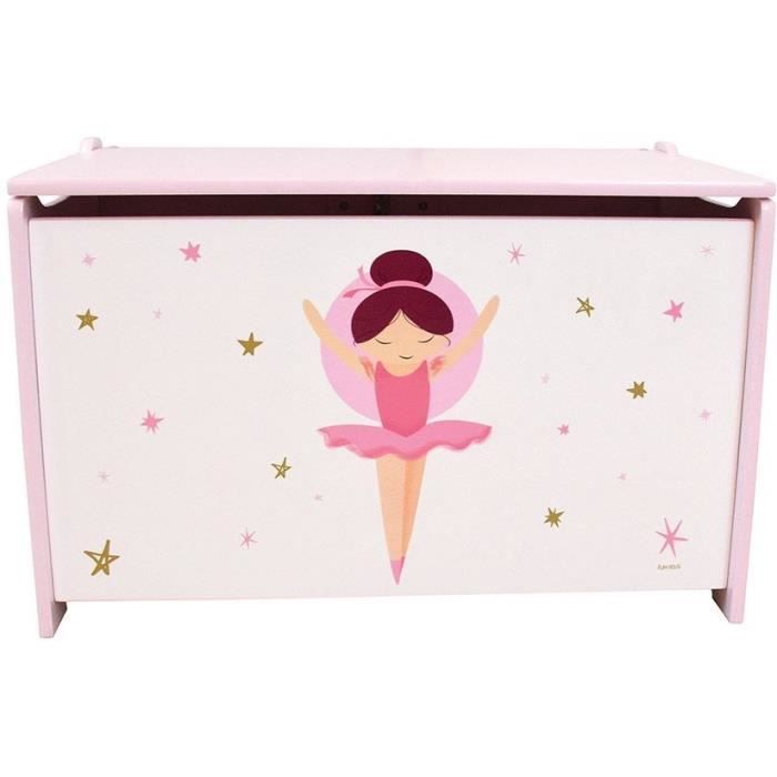 Coffret a jouets en bois - Danseuse Ballerine - FUN HOUSE - H.40 x L.58 x P.36 cm - Paloma Tech