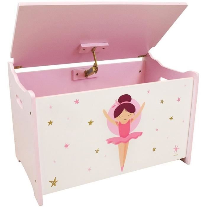 Coffret a jouets en bois - Danseuse Ballerine - FUN HOUSE - H.40 x L.58 x P.36 cm - Paloma Tech