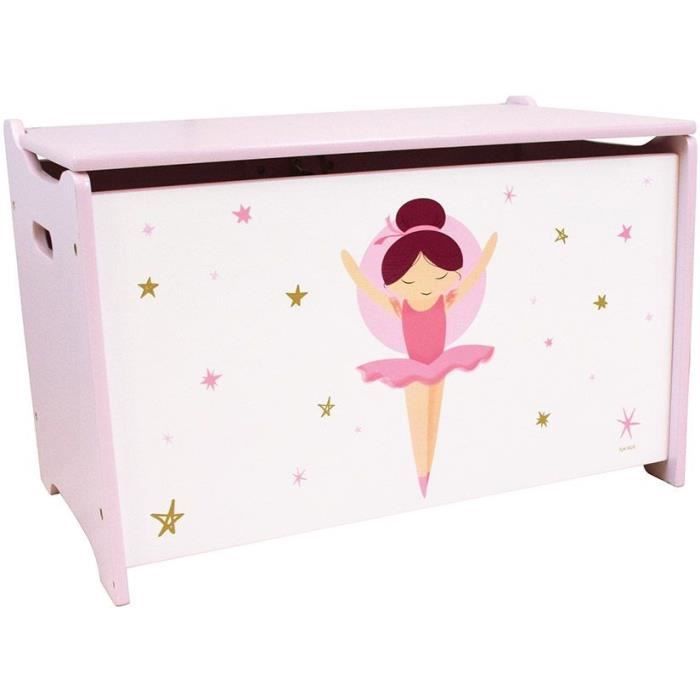 Coffret a jouets en bois - Danseuse Ballerine - FUN HOUSE - H.40 x L.58 x P.36 cm - Paloma Tech