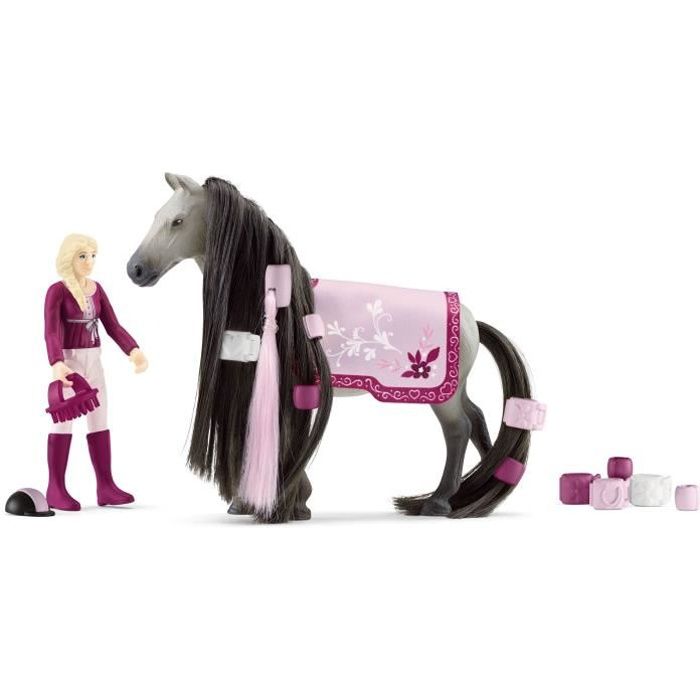 Coffret de Beauté de 18 Pieces Pour Figurines Chevaux avec la Cavaliere Sofia - Criniere et Queue détachables