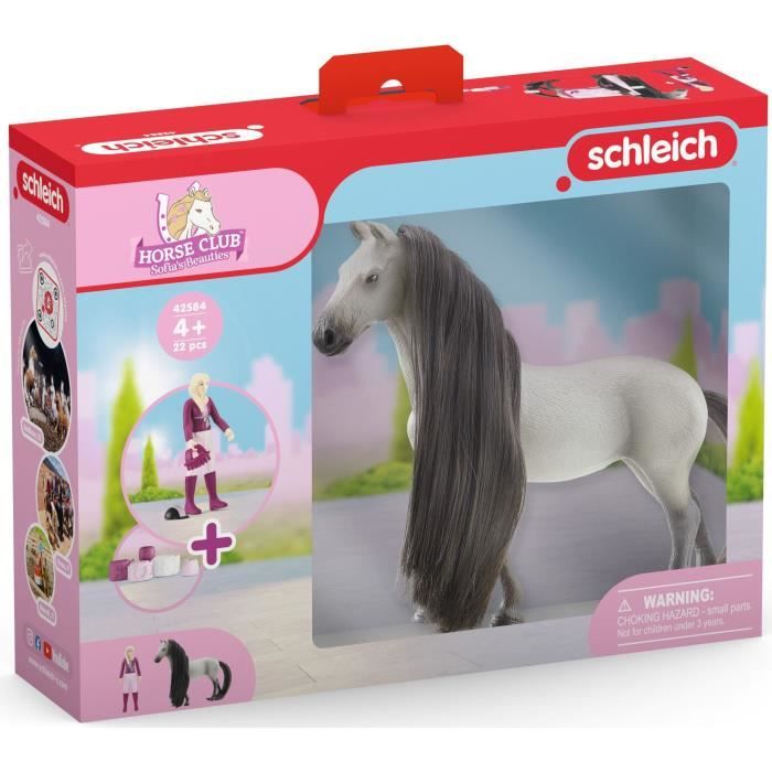 Coffret de Beauté de 18 Pieces Pour Figurines Chevaux avec la Cavaliere Sofia - Criniere et Queue détachables