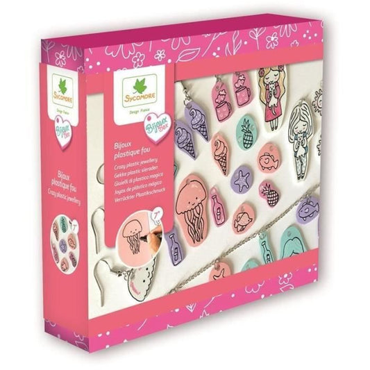 Coffret de création de bijoux en plastique fou - SYCOMORE - Corail vert d’eau rose violet blanc