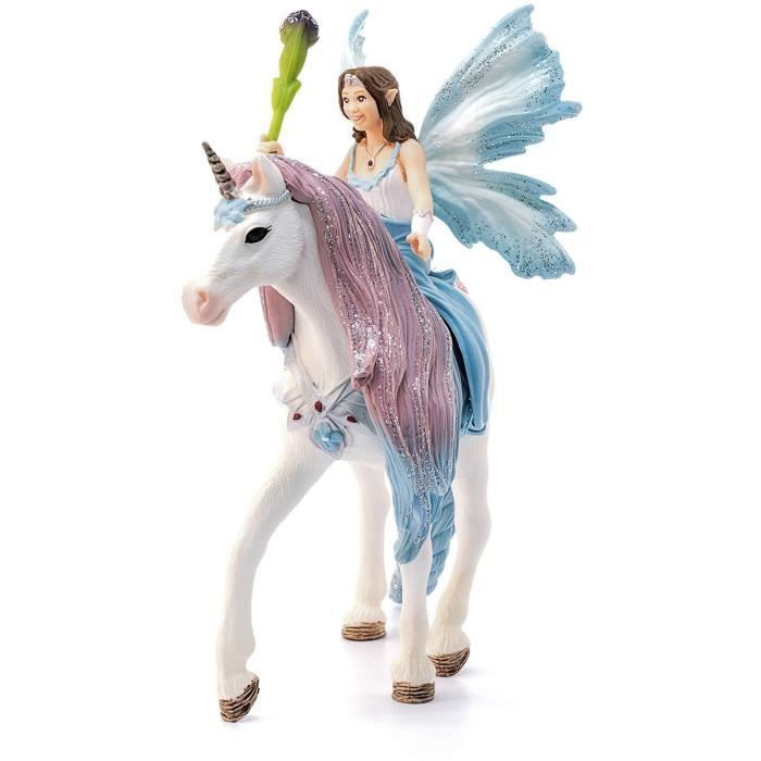 Coffret de Figurines Fée Eyela avec Jouet Licorne de Princesse - Princesse Volante avec Figurine Licorne et Baguette