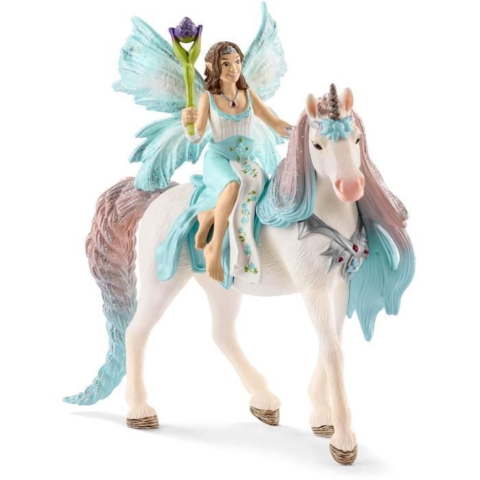 Coffret de Figurines Fée Eyela avec Jouet Licorne de Princesse - Princesse Volante avec Figurine Licorne et Baguette