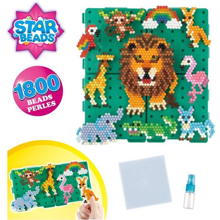 Coffret de perles a repasser - AQUABEADS - Balade en savane - 1000 perles et 4 bases de création incluses