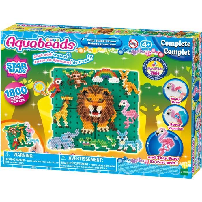 Coffret de perles a repasser - AQUABEADS - Balade en savane - 1000 perles et 4 bases de création incluses