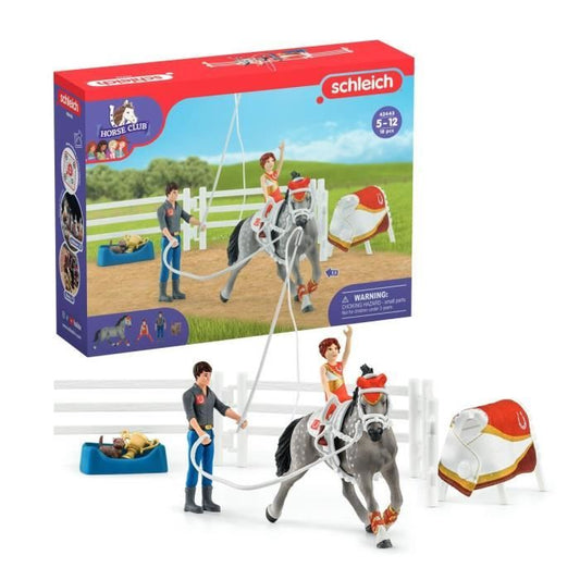 Coffret d’entraînement a la voltige de Mia coffret schleich avec 18 éléments inclus dont 1 cheval schleich et 2