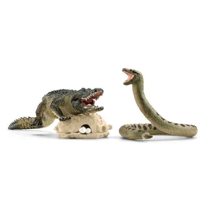 Coffret Duel Aligator/Anaconda figurines animaux sauvages Schleich 42559 Wild Life Pour enfant des 3 ans