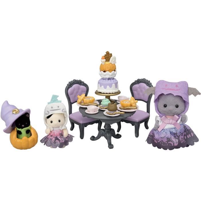 Coffret Halloween - SYLVANIAN FAMILIES - 3 Figurines Déguisées - Mobilier et Goûter d’Halloween