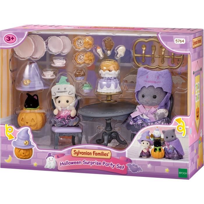 Coffret Halloween - SYLVANIAN FAMILIES - 3 Figurines Déguisées - Mobilier et Goûter d’Halloween