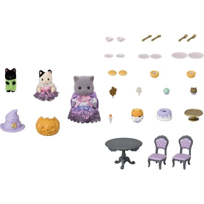 Coffret Halloween - SYLVANIAN FAMILIES - 3 Figurines Déguisées - Mobilier et Goûter d’Halloween