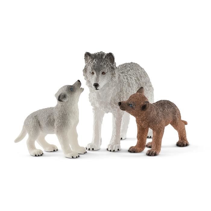 Coffret Maman Louve et Louveteaux - Jouets Schleich Authentiques Détaillés et Durables pour Jouer et Apprendre