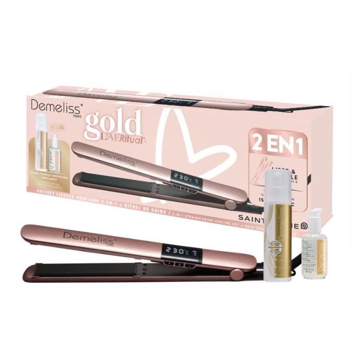 Coffret Premium - SAINT ALGUE Demeliss Gold Love - Lisseur 2 en 1 Lisse & Boucle - 2 Soins Protecteur & Sublimateur