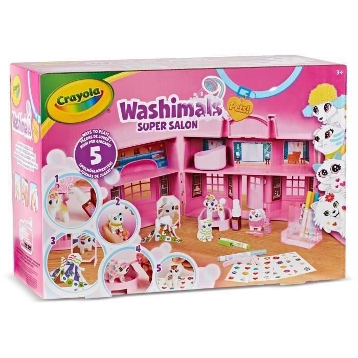 Coffret Super Salon Washimals - CRAYOLA - 5 animaux miniatures - Accessoires lavables a l’eau