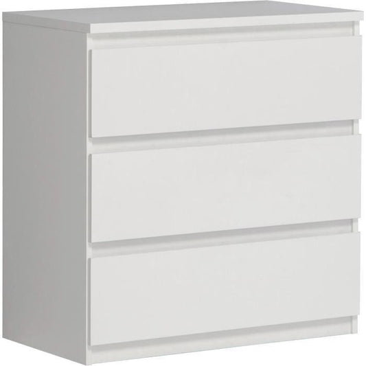 Commode CHELSEA 3 Tiroirs - Couleur blanc mat - L 77,2 x P 42 x H 79,9 cm - Paloma Tech