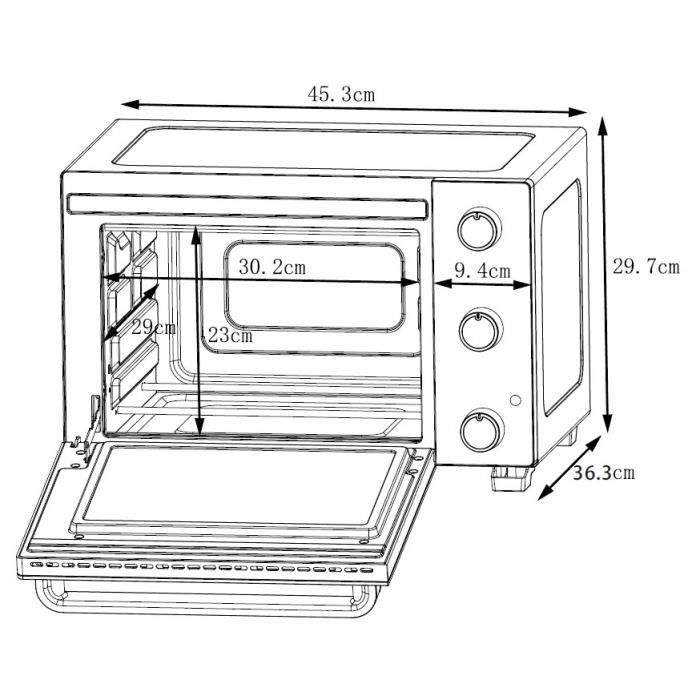 CONTINENTAL EDISON CEMF22B - Minifour électrique 22L noir - 1300W - Rotissoire Convection naturelle